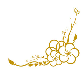 梅と水引のエレガントなフレーム素材セット 飾り枠 イラスト Wall Mural ふわぷか