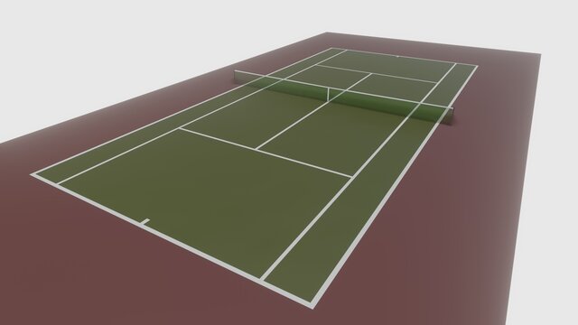 3d illustration of tennis field, cort for sport