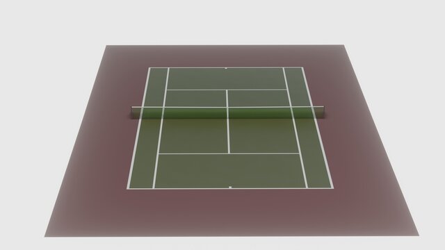 3d illustration of tennis field, cort for sport