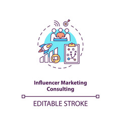 Influencer marketing consulting concept icon. Building personal brand idea thin line illustration. Improve audience engagement. Vector isolated outline RGB color drawing. Editable stroke