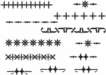 Decorative delimiter separator text and graphic element set	