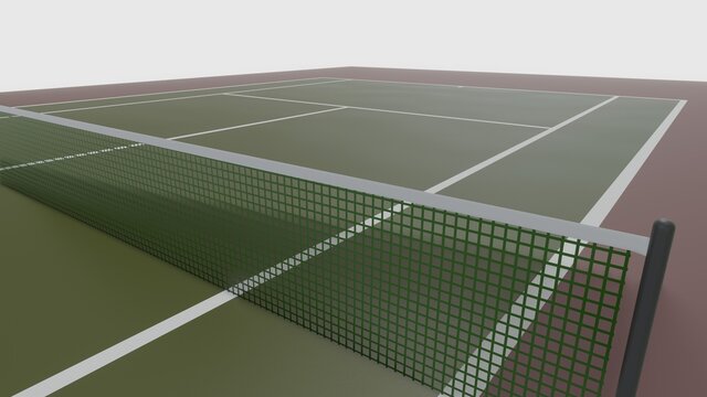 3d illustration of tennis field, cort for sport