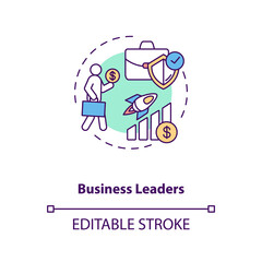Business leaders concept icon. Influencers type idea thin line illustration. Motivator. Entrepreneur stories. Business promotion. Vector isolated outline RGB color drawing. Editable stroke
