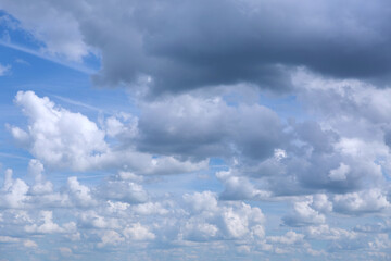The texture of the blue sky with many beautiful clouds