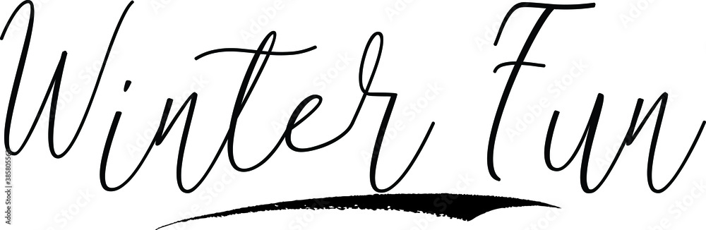 Fototapete winter funcursive calligraphy white color text on black background