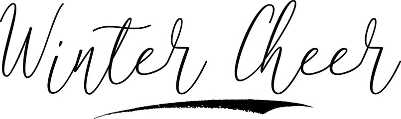 Winter CheerCursive Calligraphy White Color Text On Black Background