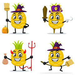 vector illustration of pineapple mascot or character