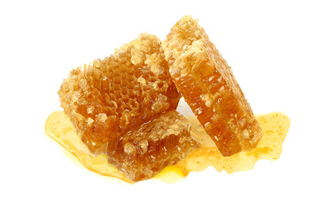 Honeycombs with honey isolated on white