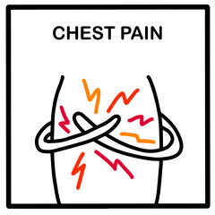 Chest pain hand drawn vector illustration icon in cartoon doodle style coronavirus covid-19 symptom