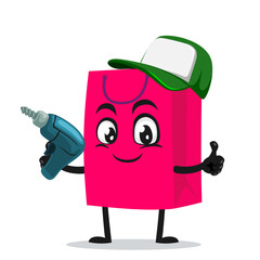 vector illustration of shopping bag character or mascot