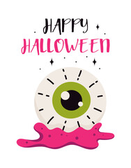 halloween card with eye isolated on white