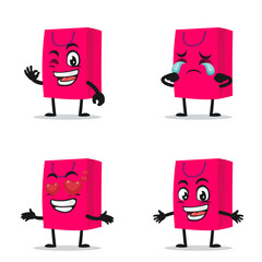 vector illustration of shopping bag character or mascot