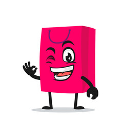 vector illustration of shopping bag character or mascot