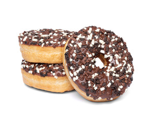Chocolate donuts isolated on a white background	