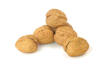 Several walnuts isolated on the white