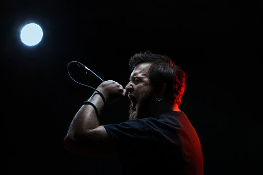 Portrait of singing rocker