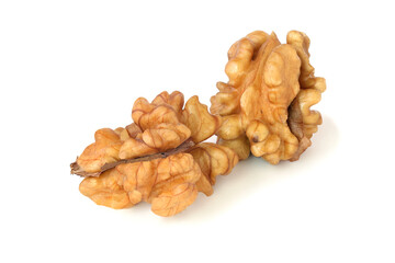 Two cores of walnuts isolated on the white