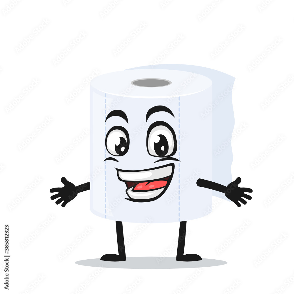 Wall mural vector illustration of roll toilet paper mascot or character