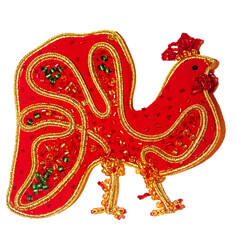 Christmas decorations red cock on a white background