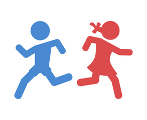 Boy and girl running