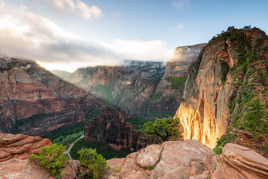 View of Zion National Park against cloud sky