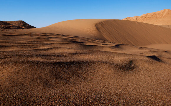 Amazing view of kalut desert, sunset in desert. Iran, Persia. Hotest desret in the world, unesco heritage