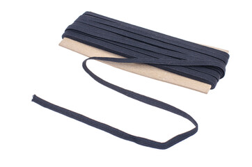 Elastic black elastic band for sewing and needlework.