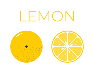 Vector of lemon and sliced half of lemon on white background