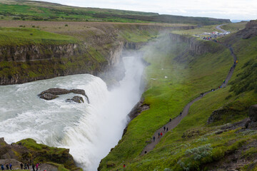 Gullfoss falls in summer season view, Iceland