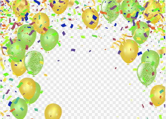 Gold balloons floating festive background, Celebrate a birthday, Poster, banner happy, Vector illustration for website