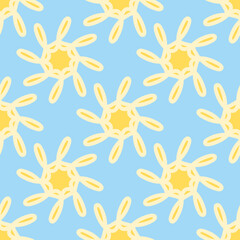 Doodle sun vector background pattern. Cute loop star seamless illustration.