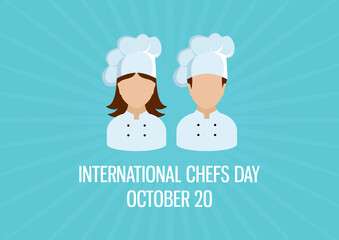 International Chefs Day vector. Female and male chef icon vector. Woman and man chef abstract icon vector. Chefs Day Poster, October 20. Important day