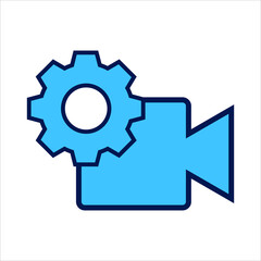 setting icon. setting with recording camera symbol. Concept of camera setting / multimedia . Vector illustration, vector icon concept.