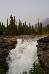 Athabasca Falls on a Smoky Day