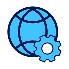 setting icon. setting with globe symbol. Concept of global / network connection . Vector illustration, vector icon concept.