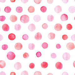 Watercolor hand painted red orange and pink circles collection on white.