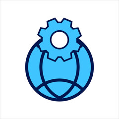 setting icon. setting with globe symbol. Concept of global / network connection . Vector illustration, vector icon concept.