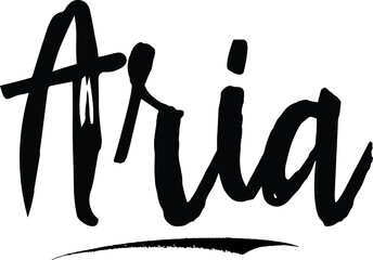 Aria-Female name Modern Brush Calligraphy on White Background