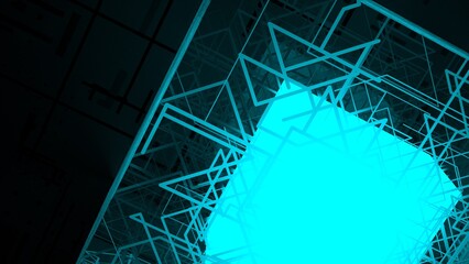 glass neon cube with blue glow