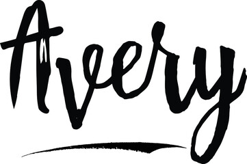 Avery-Female name Modern Brush Calligraphy on White Background
