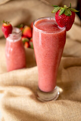strawberry smoothie in glass