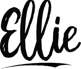  Ellie-Female name Modern Brush Calligraphy on White Background