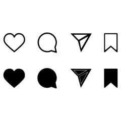 Instagram Icons - Like - Comment - Share - Save