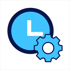 setting icon. setting with time symbol. Concept of time management . Vector illustration, vector icon concept.