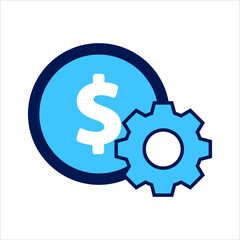 setting icon. setting with money symbol. Concept of financial adjustment. Vector illustration, vector icon concept.