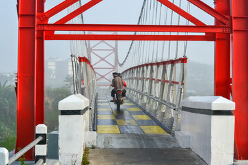 red bridge in the city