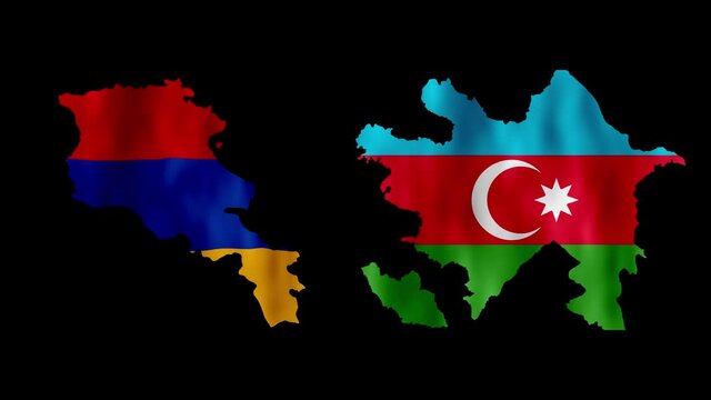 Armenia Azerbaijan Countries Flag on the geographic map of the country Illustration 