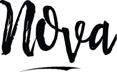  Nova-Female name Modern Brush Calligraphy on White Background