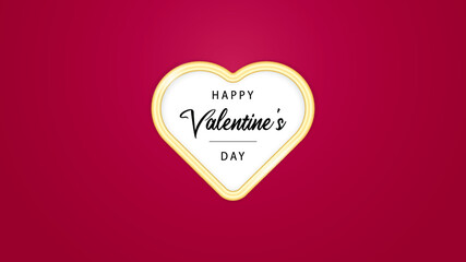 Happy valentine vector background with gold heart symbol and text in calligraphy