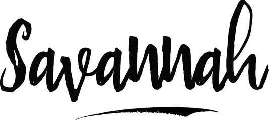 Savannah-Female name Modern Brush Calligraphy on White Background